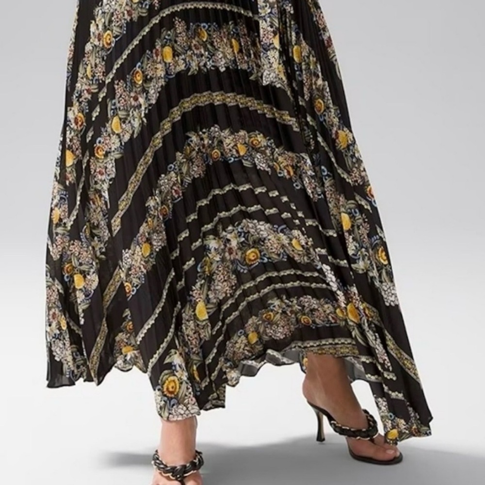 White House Black Market Black Floral Maxi Dress with Yellow Accents - Picture 2 of 7